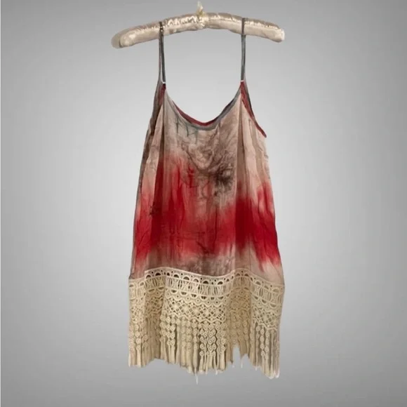 Entro Tie Dye Lace Fringe Cami Size Medium - Picture 1 of 6